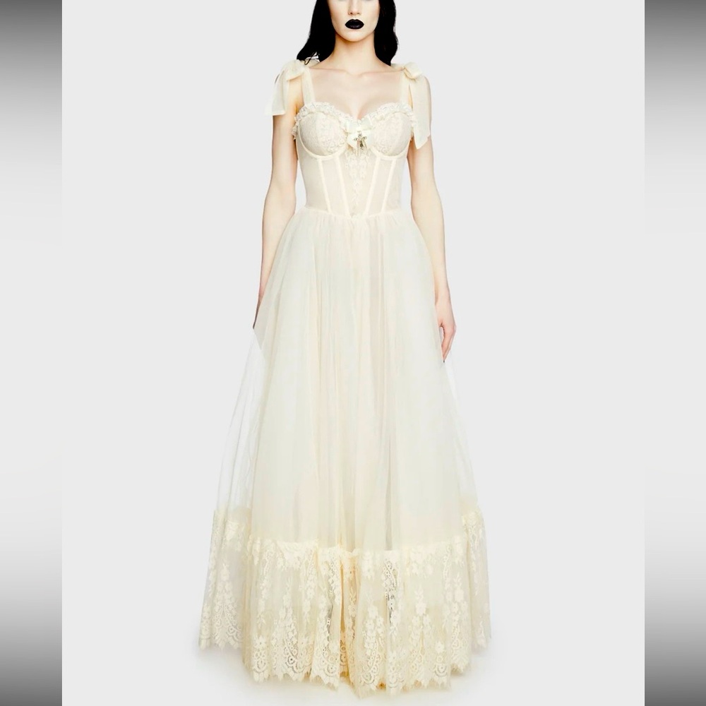 MEDIUM DANCE WITH DEATH SLEEVELESS MAXI DRESS - IVORY